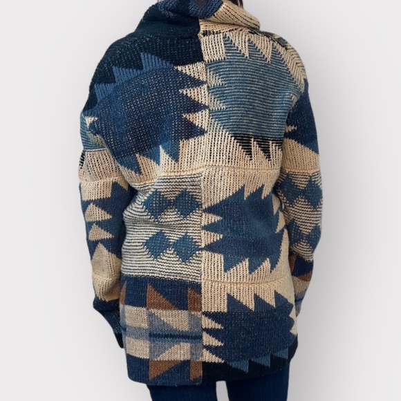 Vintage Polo Ralph Lauren Cotton Southwestern Aztec Cardigan Sweater - Picture 4 of 6
